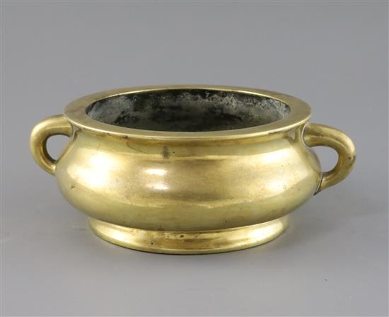 A good Chinese polished bronze censer, gui, 17th/18th century, W. 24cm